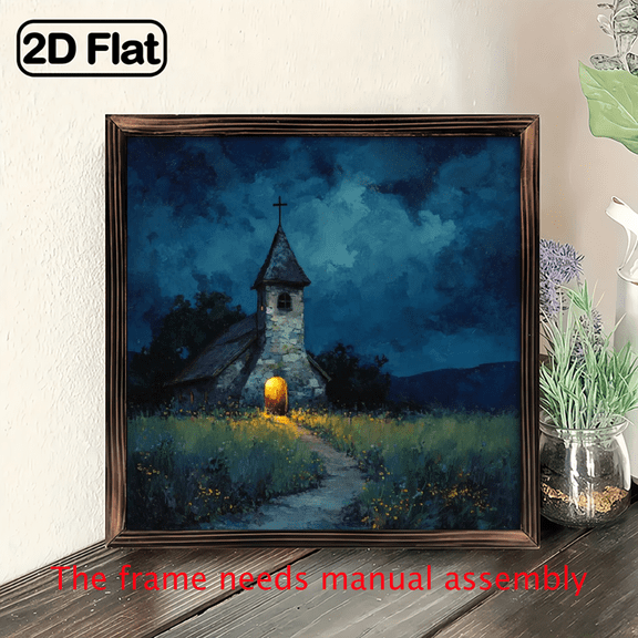 2D Flat 1Pc Wood Frame Sign Country Farmhouse Square Wall Art Paintings Ideal Gift For Living Room Bedroom Corridor Wall Decor Room Decoration Ready to Hang 8x8inch
