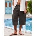 thumbnail image 2 of Men's Linen Harem Capri Pants Casual Lightweight Drawstring Yoga Pants Baggy 3/4 Beach Trousers, 2 of 6