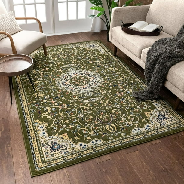 Well Woven Persa Traditional Medallion Green 3'11" x 5'3" Area Rug