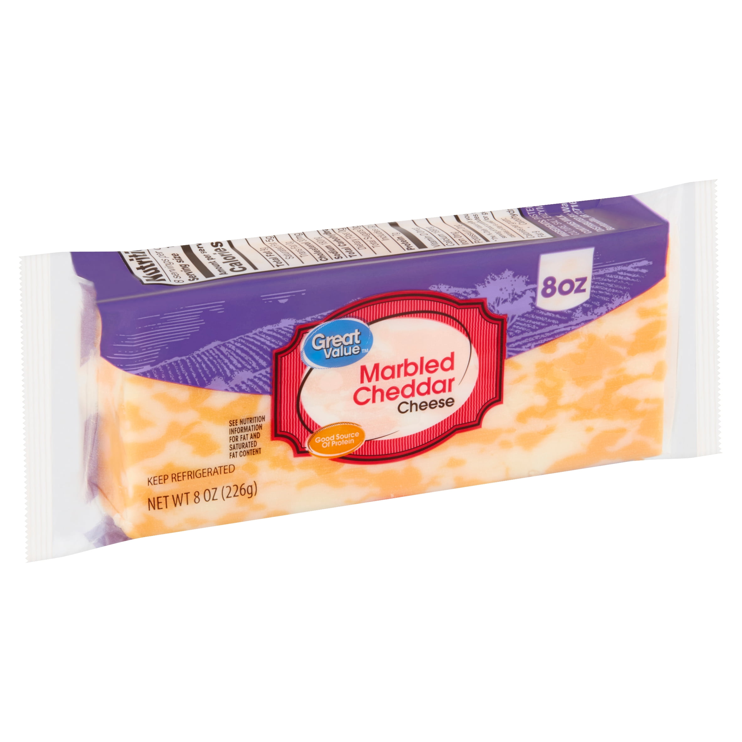 Great Value Marbled Cheddar Cheese, 8 oz