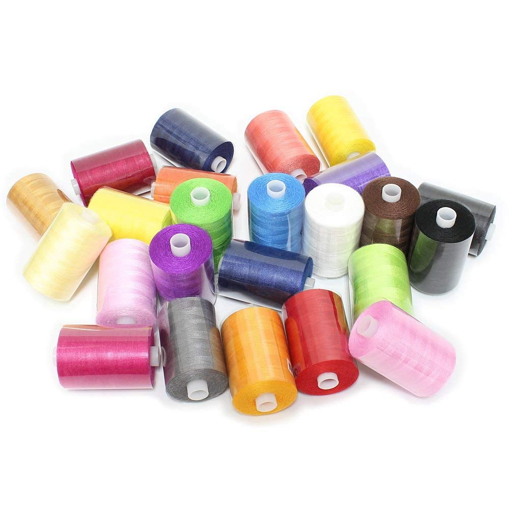 Haitral Multi-color 100% Polyester Sewing Thread, 1000 yd (24 Pieces)