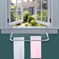 thumbnail image 5 of Stainless Steel Foldable Hanging Drying Rack, Heavy-Duty Multi-Hook Space-Saving Laundry Hanger, Easy to Install for Towels Clothes Socks Window Balcony Laundry Room Home Use, 5 of 5
