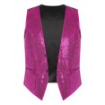 thumbnail image 4 of YONGHS Mens Sequins Vest Jacket Formal Business Wedding Slim Fit Tuxedo Waistcoat Hot Pink XXL, 4 of 7