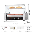 thumbnail image 7 of Hot Dog Roller 7 Rollers 18 Hot Dogs Capacity 1050W Stainless Sausage Grill Cooker Machine with Dual Temp Control Glass Hood Acrylic Cover Bun Warmer Shelf Removable Oil Drip Tray, 7 of 7