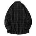 thumbnail image 3 of Men's Shirts Fall Long Sleeve Button Down Business Plaid Shirt Jacket with Pocket Casual Plus Size Loose Collar Mens Dress Shirts Black L, 3 of 9
