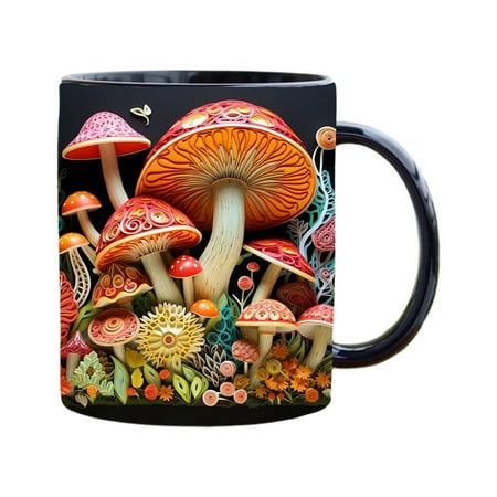 

Flash Sale Fieroe Glass&Bottle 3D Mug Creative Space Design Multi Purpose Mugs 3D Mug Funny Novelty Ceramic Tea Cup Dishwasher Kitchen Cups Clearance Flat 3D Magic Mushroom Mug 300Ml 1X Cup
