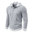 thumbnail image 4 of Admvng Mens Hooded Shirt Drawstring Hood Long Sleeve Casual Hoodie, 4 of 4