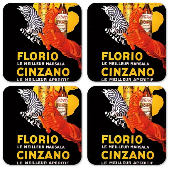 Vinyl Drink Coasters - Set of 4 - Cinzano