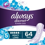 Always Discreet Incontinence Pads, Heavy Absorbency, Long, 64 Ct