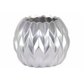 thumbnail image 1 of Benzara BM134188 Vase Bas Rond en Céramique avec Lèvre Inégale - Argent - 8 x 8 x 6,75 Po & Grand, 1 of 1