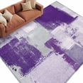 thumbnail image 2 of Modern Oil Painting Area Rug 5x7 FT, Non Slip Bedroom Throw Carpet, Purple Grey Abstract Graffiti Art Washable Soft Floor Carpet Non-Shedding Rug for Dining Room Bedside Classroom Desk, 2 of 9