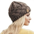 thumbnail image 3 of Gorro de lana de punto con aguja gruesa y cuadros de diamantes de estilo retro europeo y americano, gorro de lana de moda para otoño e invierno para hombres y mujeres, 3 of 5