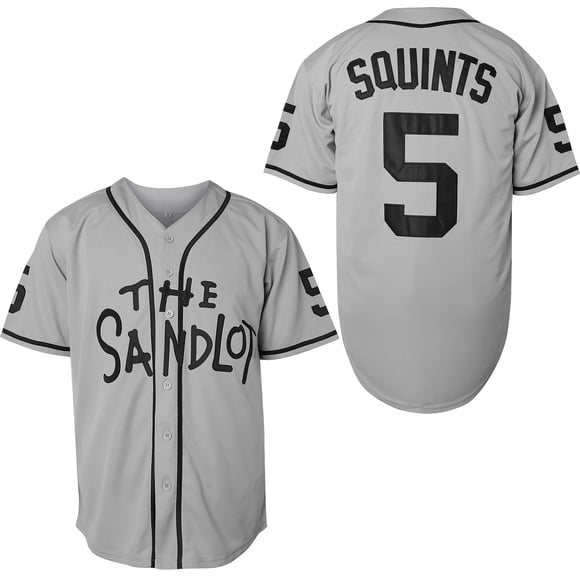 The Sandlot Benny Jersey The Jet Rodriguez Michael Squints Palledorous Alan Yeah-Yeah McClennan Movie Baseball Jersey (5 Squints Gris XL)
