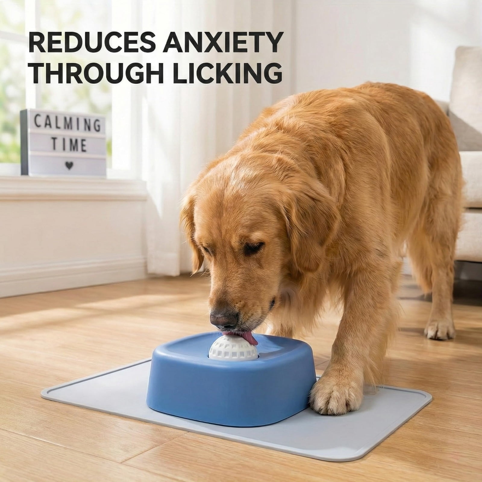 Slow Feed Liquid Dog Bowl with Roller Ball, Anti-Slip Interactive Lick Bowl for Dogs and Cats, Bone Broth Treat Feeder