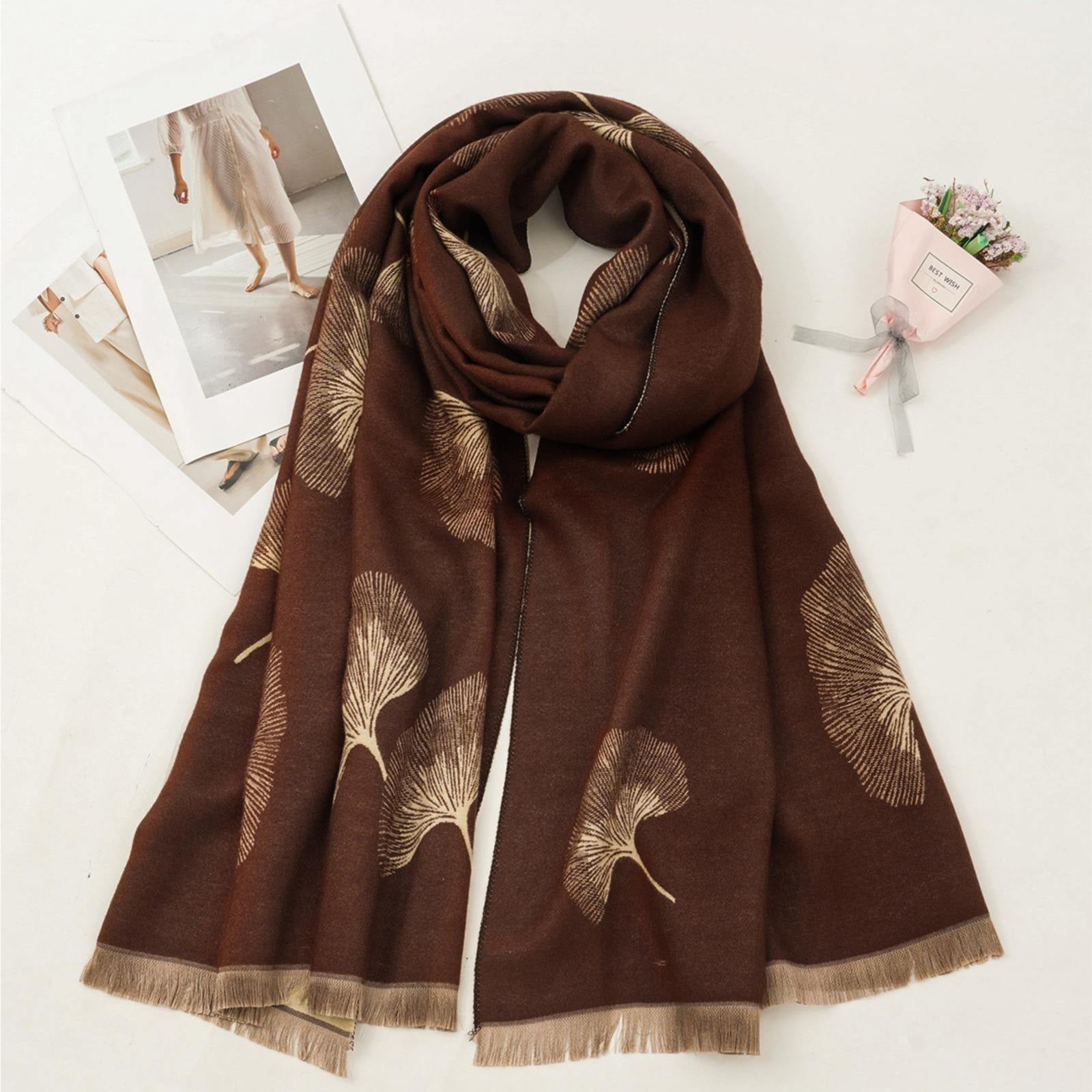 小物 MASU 21AW FUR PRINT SILK SCARF- BROWN MASU FUR PRINT SILK SCARF BROWN