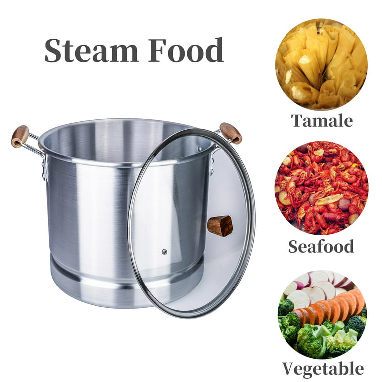 ARC USA Aluminum Stock Pot Tamale Steamer Pot with Steamer Rack