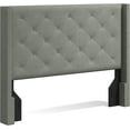 thumbnail image 2 of Huppe Button Tufted MCM Wingback Upholstered Headboard, Stone, Full/Queen, 2 of 7