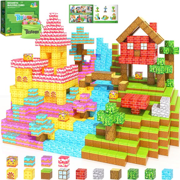 200PCS Magnetic Blocks-Build Mine Magnet World Forest Candy Set Magnetic Tiles Cubes Toddler Kids Games Toys, Building Blocks Learning Outdoor Toys for 3 4 5 6 7 8 Years Old Boys & Gir