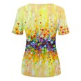 thumbnail image 4 of ICHUANYI Clearance Womens Tops Irregular Hem Summer Printing Tees Tops Spring Crewneck Short Sleeve Casual Blouses(Yellow, XXL) ICHUANYI WER2023080809720, 4 of 5