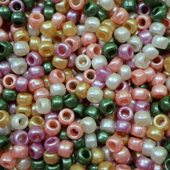 Pony Beads Old World Pearl Multi Mix Crow Beads Made in USA 6x9mm Large Hole