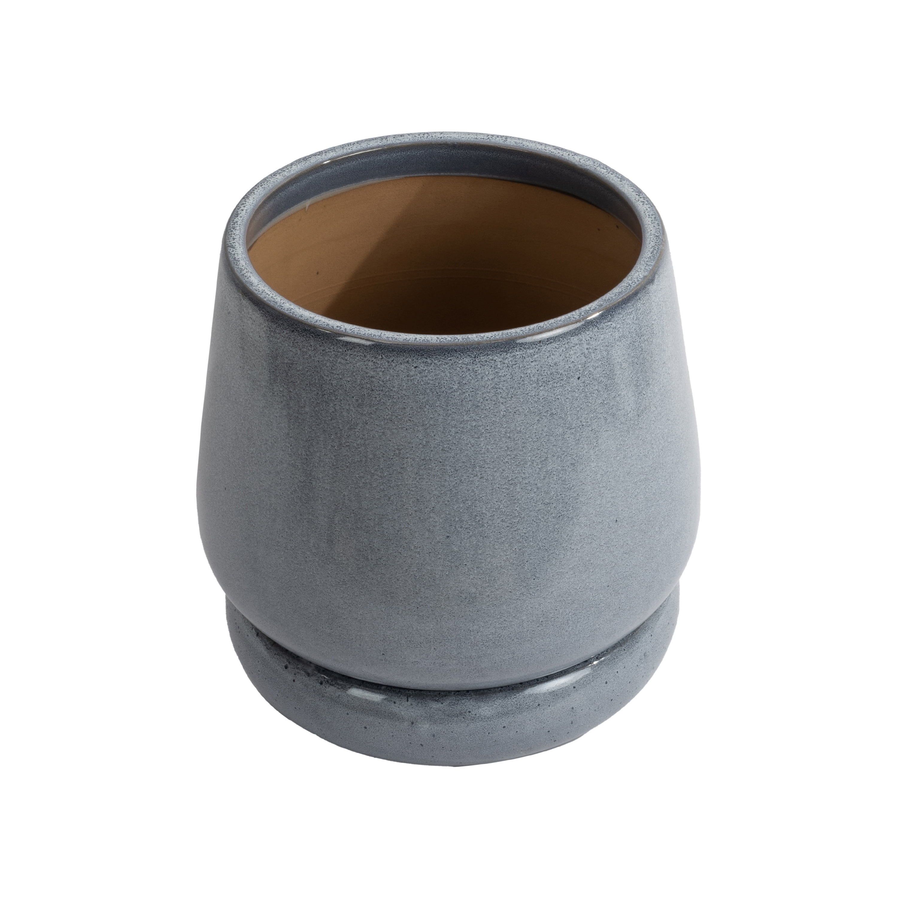 Beautiful 12" Cornflower Bubble Base Tapered Ceramic Planter with Saucer by Drew Barrymore
