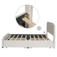 thumbnail image 3 of Bellemave Queen Size Velvet Upholstered Platform Bed with 4 Storage Drawers, Wood Bed Frame with Nailhead Trim Headboard for Bedroom, Guest Room (Beige), 3 of 10