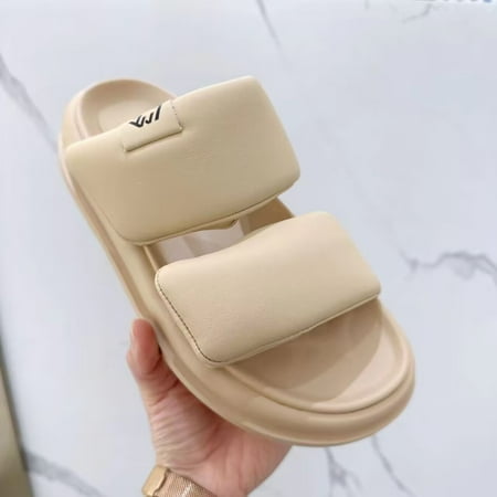 

Sandals Women‘s Summer New Outdoor Slippers One-word Velcro Internet Popular Super Hot Style European and American Fashion Beach