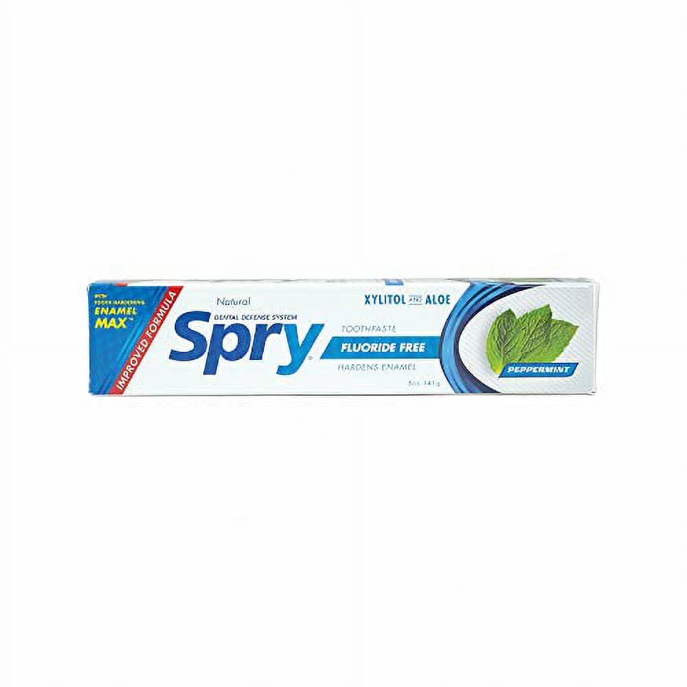 Spry Adult Fluoride-Free Xylitol Toothpaste, Peppermint Flavor, 5 oz, 3 pack