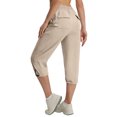 thumbnail image 6 of Women's Capri Pants with Pockets Lightweight Quick Dry Water Resistant Hiking Travel Summer Pants for Outdoor Khaki M, 6 of 6