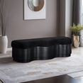 thumbnail image 2 of Meridian Furniture Savoy Black Velour Fur Fabric Bench, 2 of 10