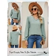 thumbnail image 7 of Hibeli Women Lace Trim V Neck Puff Long Sleeve Eyelet Solid Color Tops, 7 of 7