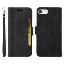 Feishell Wallet Case for iPhone 7 Plus/8 Plus, Magnetic Protect PU Leather Flip Case Card Holders RFID Blocking Kickstand Protection with Strap Case for iPhone 7 Plus/8 Plus, Black