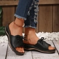 thumbnail image 6 of Cute Sandals for Women, Barefoot Sandals Women, Slip-On Wedge Sandals With Arch Support - Lightweight Comfortable Open Toe Slippers Soft Insole & Anti-Slip Sole Boho Slingback Sandals, Black 8, 6 of 7