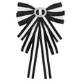 thumbnail image 1 of INSPIRE CHIC Broches à Strass Rondes à Grand Nœud Rayé pour Femmes pour CHIC Rétro Noir-Blanc, 1 of 4
