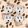 thumbnail image 1 of Metal Light Switch Wall Plate Outlet Cover (Coffee Espresso Mocha Bean Grounds Grinder Beige Pattern - Double Duplex), 1 of 2