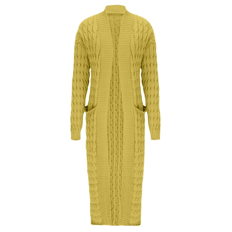 Long Cardigan Sweater Womens Open Front Long Sleeve Chunky Cable
