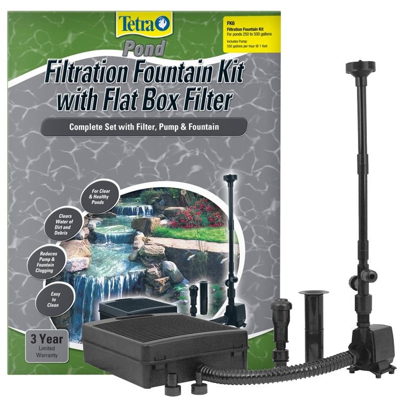 Tetra Pond Filtration Fountain Kit with Submersible Flat Box Filter FK5