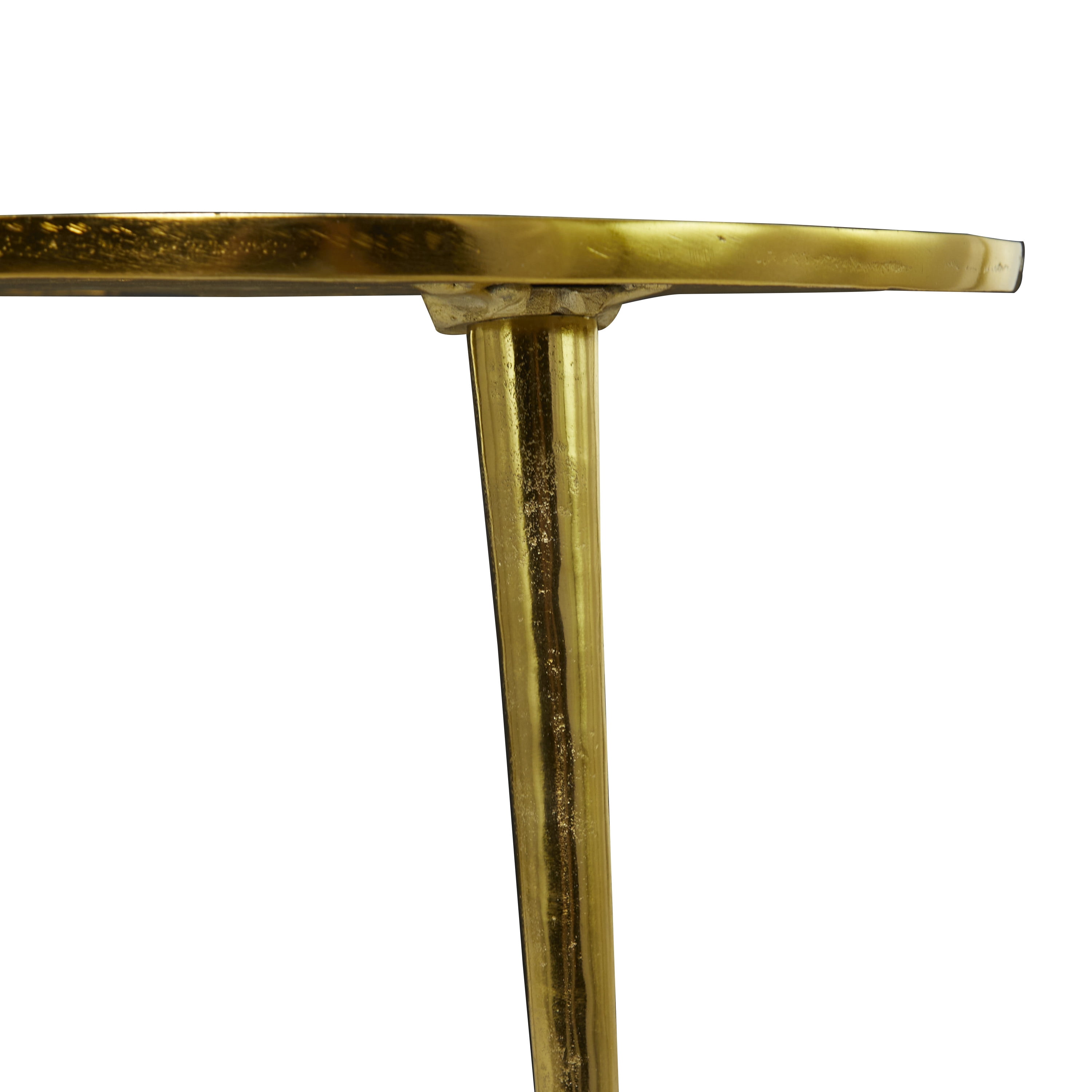 DecMode 20" x 22" Gold Aluminum Accent Table with Clear Glass Top, 1-Piece