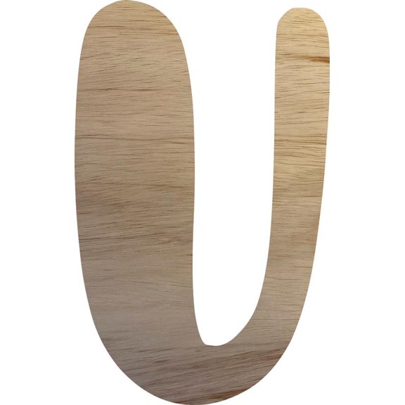 Wood Letter Craft Blank, Unpainted 6'' tall Wooden Letter U, Bright Orchid Font