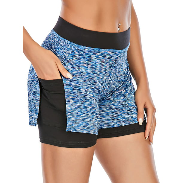 Women Double Layer Sport Shorts 2 in 1 Workout Running Shorts Active Yoga  Gym Sport Shorts with Pocket - Walmart.com