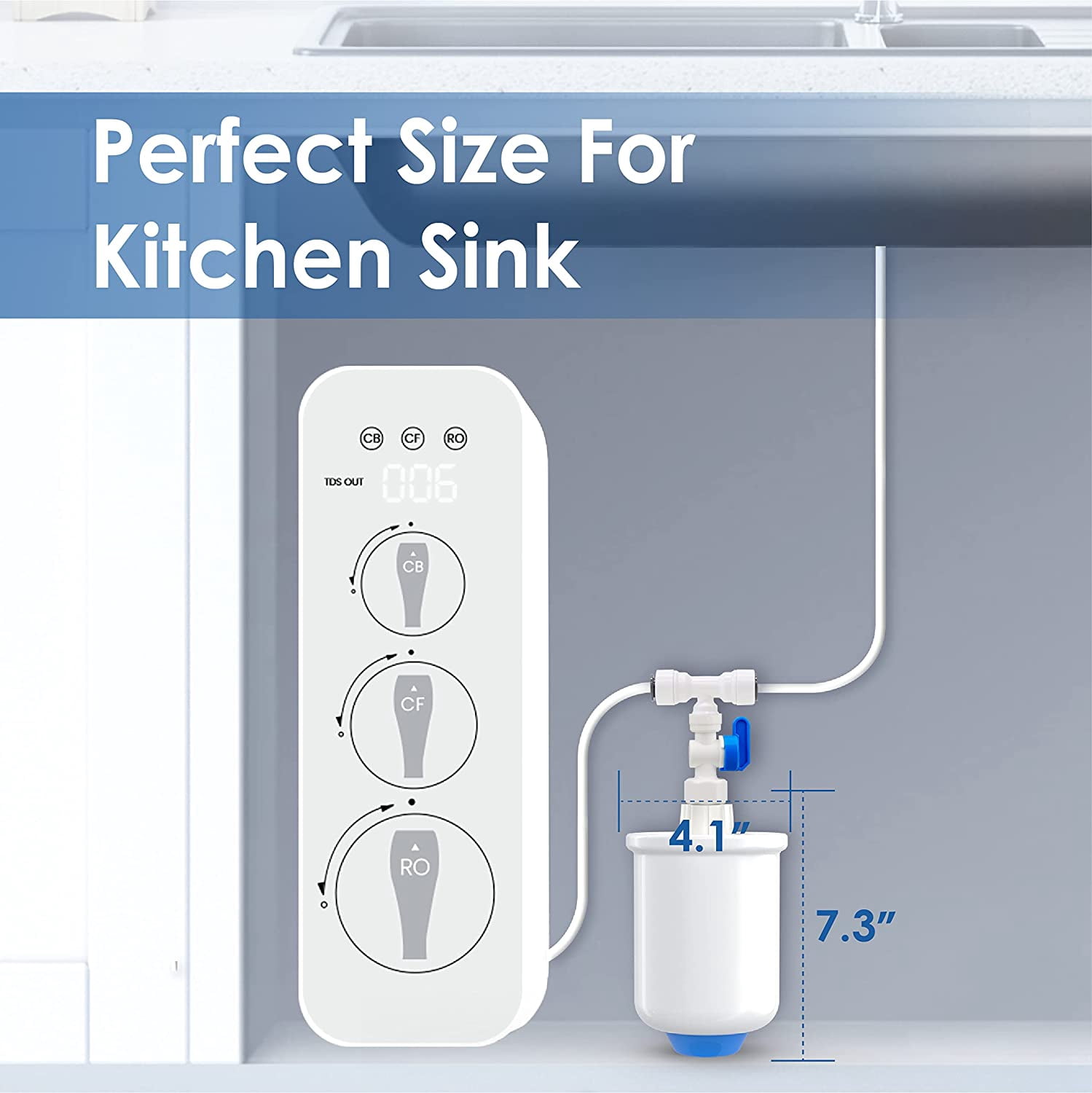 Waterdrop PMT Mini Water Pressure Tank for G3, G2, G2P600, D6, D4, 0.26-Gallon Pressurized Storage Water Tank for Tankless Reverse Osmosis System PD400,PD500,PD600,PX500,PX500-A with 1/4" Water Tubing