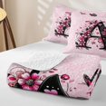 thumbnail image 4 of Erosebridal Pink Initial A Letter Quilt King, Flower Butterfly King Coverlet Set, 3pcs, 4 of 7