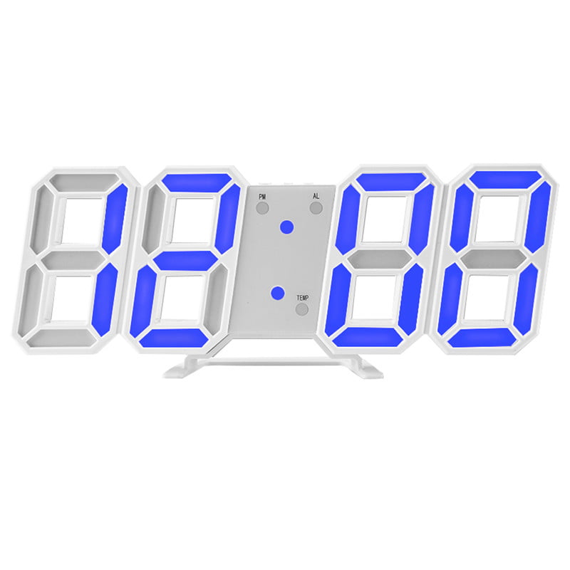 LED Digital Large 3D Display Table Wall Alarm Clock Dimmer Snooze Timer Decor US 