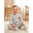 thumbnail image 6 of Gzhioc Newborn Baby Boy Footed Romper Football Embroidery Long Sleeve Round Neck Zip Jumpsuit, 6 of 9