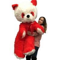 Big Plush Red and White Stuffed Panda Bear, Giant 6 Foot Teddy Bear Huge Soft Plush Animal Made in USA, Valentine Big Bear