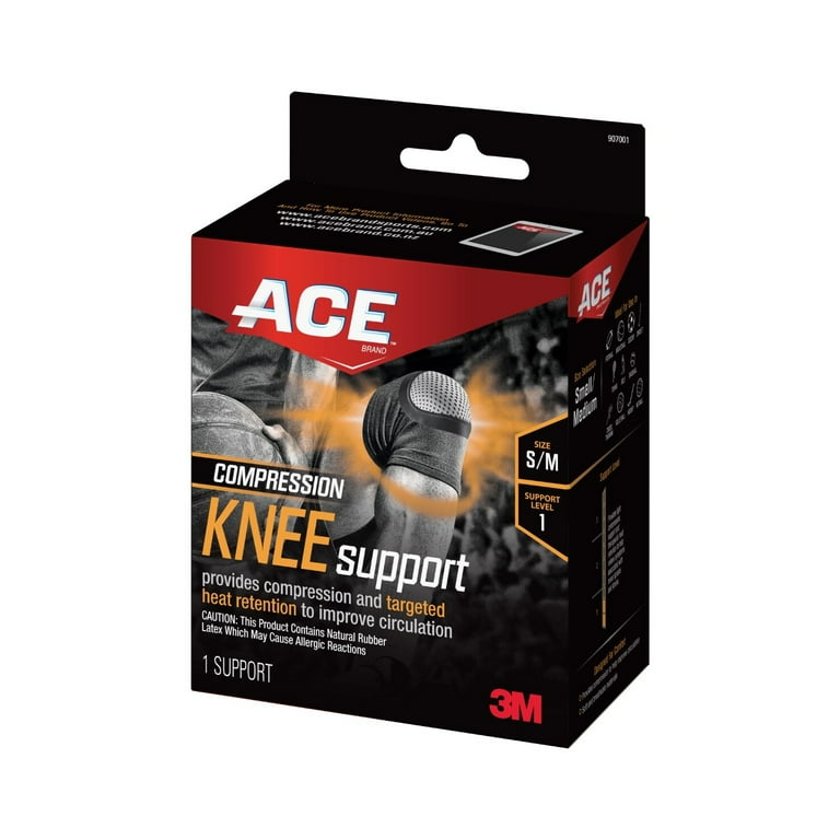 ACE Brand Compression Knee Support, SM/MED, Black