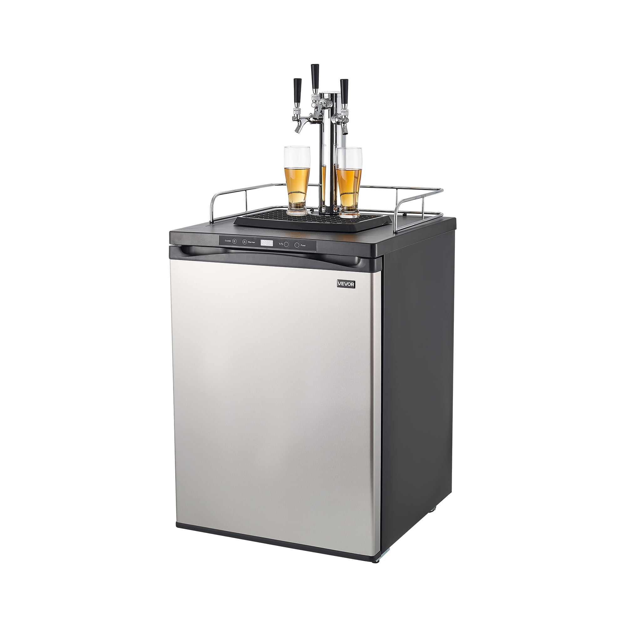 VEVOR Beer Kegerator, Triple Tap Home Draft Beer Dispenser for Ball Lock, Full Size Keg Refrigerator with 5lbs CO2 Tank, Hold 2 Sixth / 2 Slim / 3 Ball lock keg, 162L