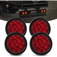 thumbnail image 1 of 4 luces traseras LED redondas rojas de 4" para remolque con conectores de ojal para montaje en superficie, IP67, para freno, giro y camión, remolque, caravana o Jeep., 1 of 5
