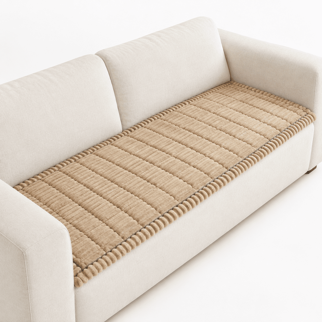 Brown 27in*59in Pet Sofa & Chair Protector Washable Polyester Cushion Cover