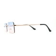 thumbnail image 3 of Rimless Rectangular 90s Elegant Metal Rim Sunglasses Gold Blue Pink, 3 of 4